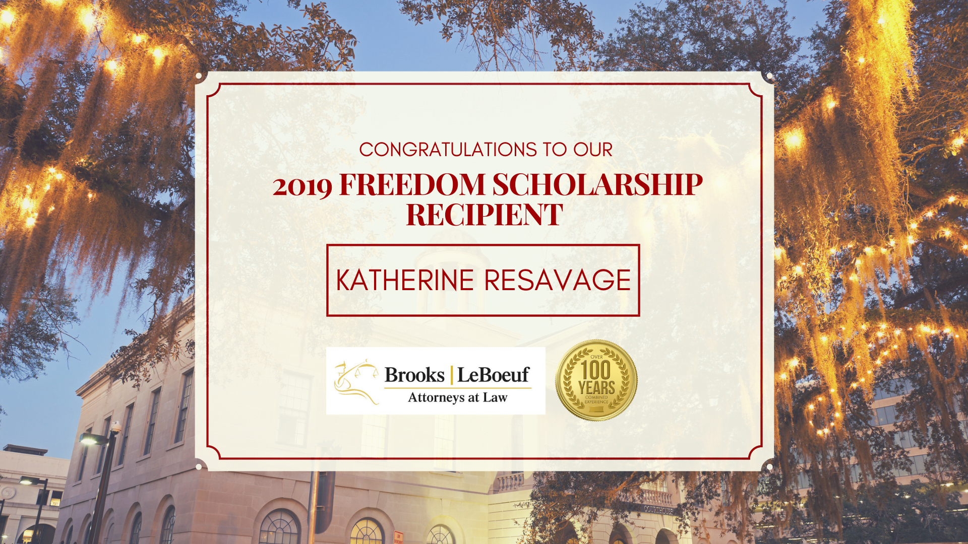 The Recipient of the 2019 Freedom Scholarship